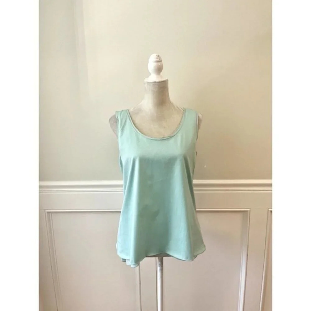 6 By Size NWT Cotton Silk Blend Tank Top Shell Medium Aqua